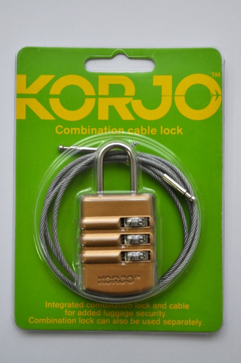 Комплект из кодового замка  и  тросика для багажа KORJO CCL 62